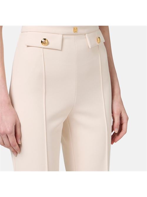 Pantalone palazzo in crêpe stretch con rivetto logo ELISABETTA FRANCHI | PA025462193193